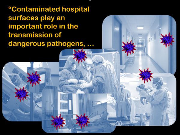 Hospital surfaces play an import role in the transmission of dangerous pathogens.