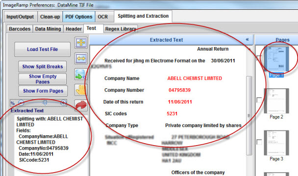 text data mining with regex for index and data capture