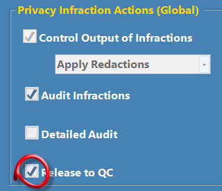 Privacy Redaction QC Options