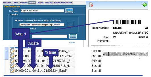 Barcodes are used to automate file names 