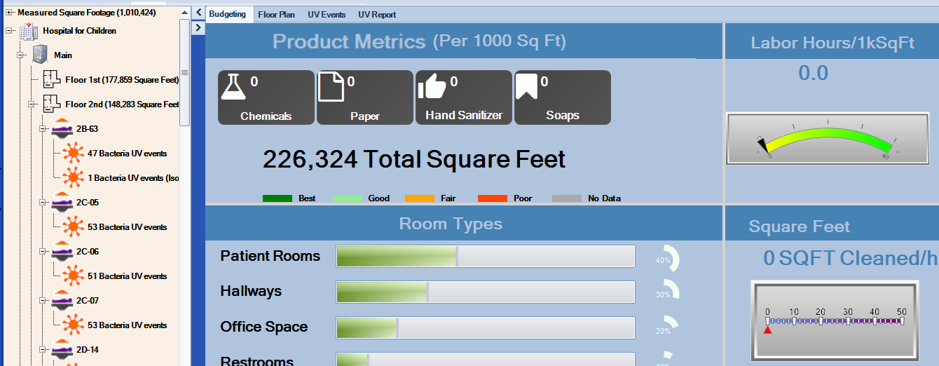 Easily monitor room classification, floor plan information, disinfection equipment and more with facilities management integration into HAIvia Dashboard