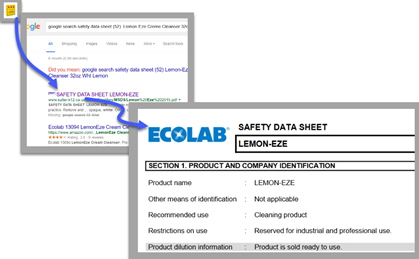 Use your purchasing information integration to easily pull the material safety data sheets for your environmental services cleaning staff.