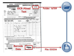 folder naming and routing with barcodes and mined text in ImageRamp