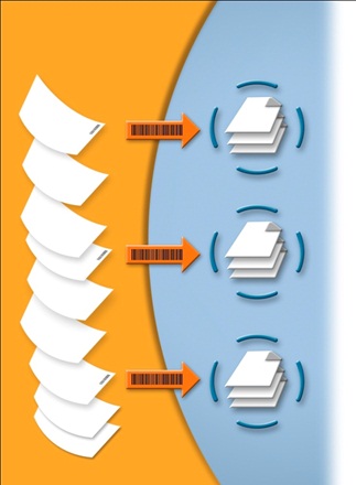 Splitting scanned docments based on barcodes